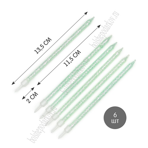 Свечи праздничные  (6 шт) SF-7830, аквамариновый