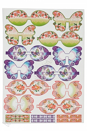 Кожзам-шаблон для бантиков матовый &quot;Бабочки и цветочки&quot; А4 (5 листов)