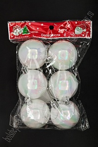 Набор новогодних шаров 5 см (6 шт) SF-1691, белый