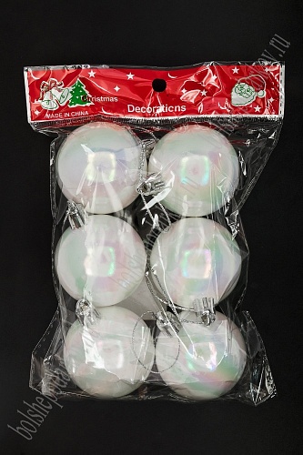 Набор новогодних шаров 5 см (6 шт) SF-1691, белый