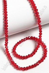 Бусины стеклянные, прозрачные, на леске "Rondelle" 4 мм (SF-658) красный №91/2