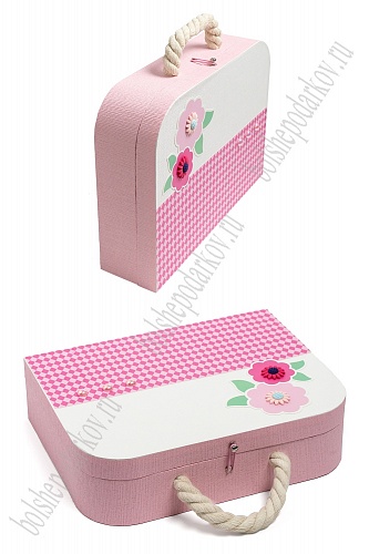 Подарочная коробка-чемоданчик 30,5*23,5*8,3 см (SF-5676) розовый