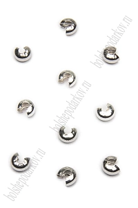 Кримп для бижутерии (обжимная бусина) 4*5 мм (50 шт) SF-7304, темное серебро