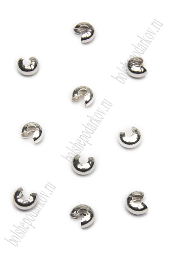 Кримп для бижутерии (обжимная бусина) 4*5 мм (50 шт) SF-7304, темное серебро