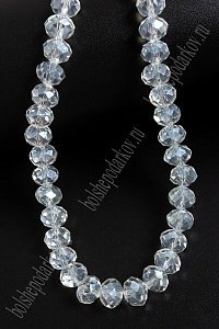 Бусины стеклянные, прозрачные перламутр., на леске "Rondelle" 8 мм (SF-670) белый №216 Бусины стеклянные, прозрачные перламутр., на леске "Rondelle" 8 мм (SF-670) белый №216