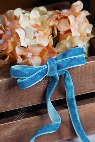 Лента бархатная 1 см*50 ярд (SF-2323) бирюзовый №68