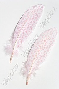 Перья декоративные 16*4,5 см (6 шт) &quot;Сердечки&quot; красные