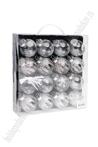 Набор новогодних шаров 6 см (16 шт) SF-7805, серебро