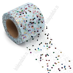 Фатин с блестками и пайетками 5,5 см*15 ярд (SF-5807) голубой №10