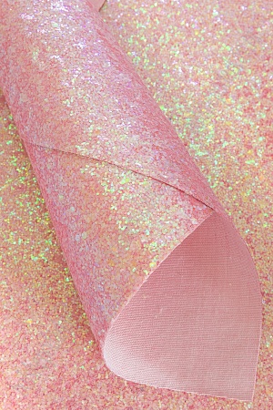 Кожзам с крупными блестками А4 (5 листов) SF-3933, розовый перламутровый