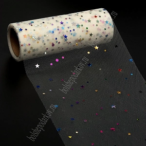 Фатин с пайетками &quot;Звездочки&quot; 15 см*10 ярд (SF-2945) бежевый №7