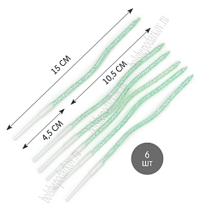 Свечи праздничные "Спираль" (6 шт) SF-7830, аквамариновый