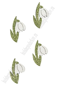 Лазерная вырубка из кожзама "Подснежник" 2,5*4 см (10 шт) №14, несклеенная