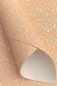 Кожзам с блесткими &quot;Кружево&quot; А4 (5 листов) SF-5988, персиковый №12