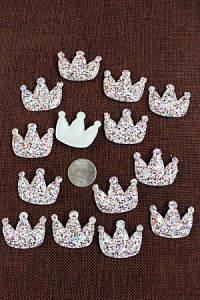 Патч 3D, россыпь пайеток &quot;Корона&quot; 3,7*3,2 см (20 шт) SF-1533, белый/розовый