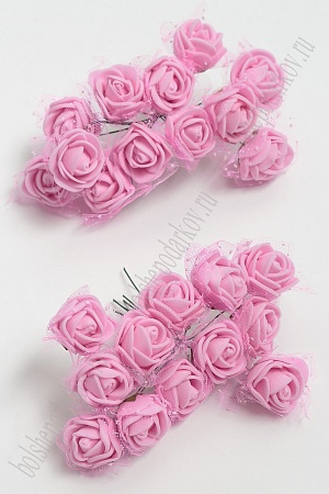 Головки цветков &quot;Розочка&quot; на веточке с сеточкой, 144 шт (SF-043), розовый №5