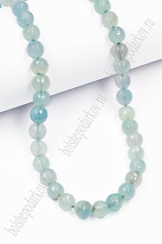 Бусины граненые на нитке 8 мм (SF-7591) аквамарин