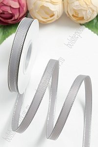 Лента репсовая с люрексом 1 см*20 ярд (SF-6002) серый №03