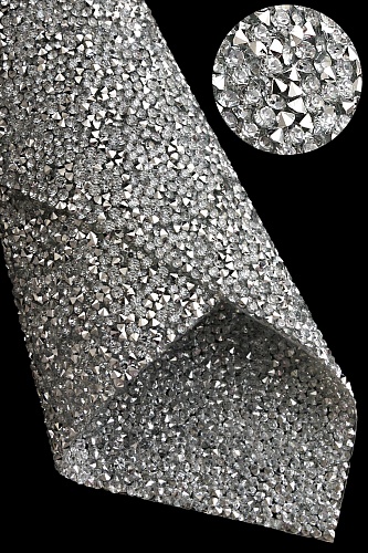 Стразовое полотно на силиконовой основе 24*40 см (SF-6004) серебро №1