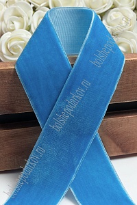 Лента бархатная 3,8 см*10 ярд (SF-5814) бирюзовый №68