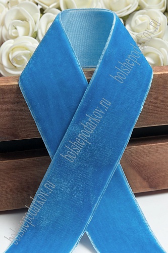 Лента бархатная 3,8 см*10 ярд (SF-5814) бирюзовый №68