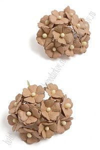 Тайские бумажные цветочки 2 см на веточке (20 шт) S11/148, коричневый