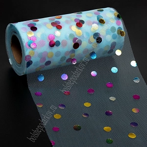 Фатин &quot;Разноцветный горох&quot; 15 см*25 ярд (SF-2951) светло-голубой