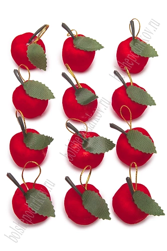 Набор новогодних украшений &amp;quot;Яблочко&amp;quot; 3 см (12 шт) SF-8037, красный