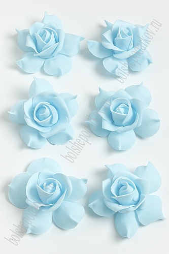 Головки цветов &amp;quot;Роза чайная&amp;quot; 8 см (50 шт) SF-040, светло-голубой