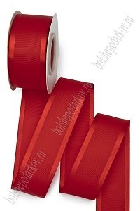 Лента репсовая с атласным краем 4 см*20 ярд (SF-7354) красный №26