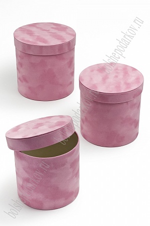 Коробки цилиндр 3 в 1, бархатные 19,5*19 см (SF-7429) розовый
