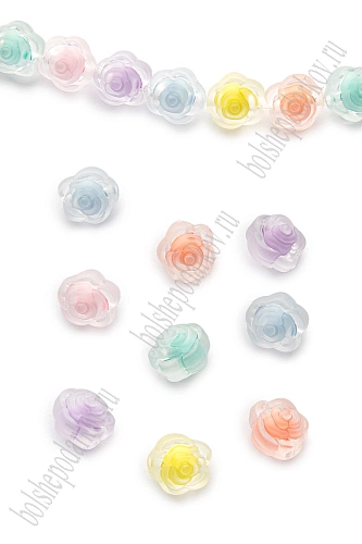 Бусины декоративные 12 мм &amp;quot;Цветочки&amp;quot; (500 гр) SF-7282, ассорти №1