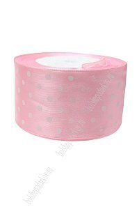 Лента атласная в горошек 5 см*25 ярд (SF-1784) светло-розовый 01