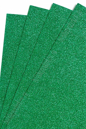Фоамиран глиттерный А4, 2 мм Premium (10 листов) SF-1955, темно-зеленый №011