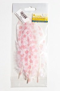 Перья декоративные 16*4,5 см (6 шт) &quot;Цветочки&quot; красные