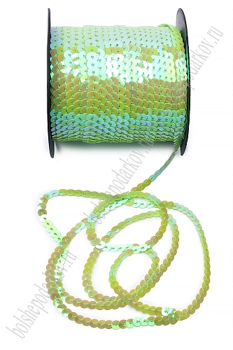 Пайетки 6 мм на нитке (хамелеон) SF-3069, салатовый