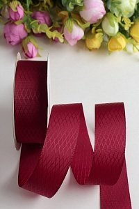 Лента декоративная &quot;Ромбики&quot; 2,5 см*20 ярд (SF-1786) бордовый №275