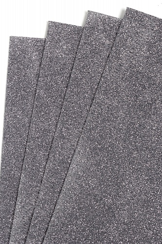 Фоамиран глиттерный 2 мм, 40*60 см Premium (10 листов) SF-3010, черное серебро №018