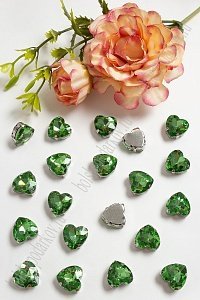 Стразы пришивные 12 мм &quot;Сердечко&quot; (10 шт) SF-3716, салатовый №7