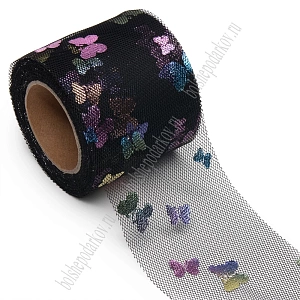 Фатин «Бабочки» 5,5 см*15 ярд (SF-6041) черный №2