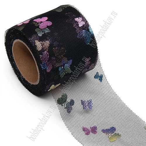 Фатин «Бабочки» 5,5 см*15 ярд (SF-6041) черный №2