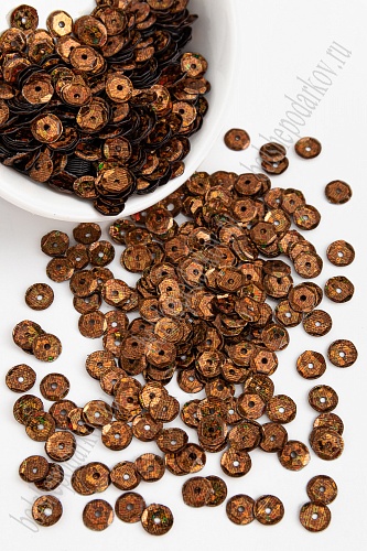 Пайетки круглые 6,5 мм*50 гр. (SF-1146) коричневый №50107
