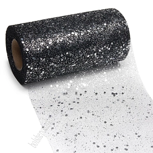 Фатин с пайетками 15 см*25 ярд (SF-605) черный №12