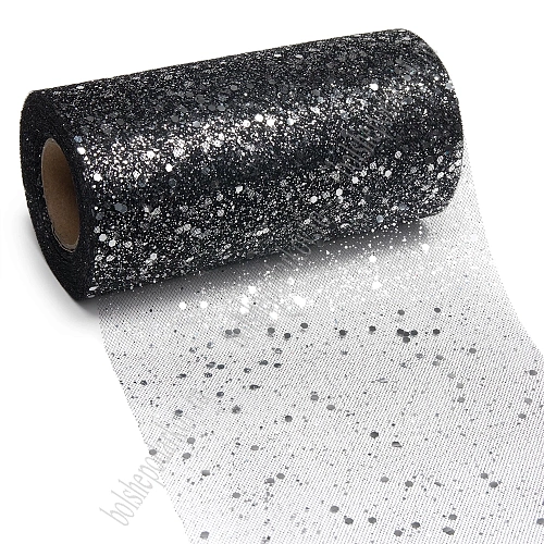 Фатин с пайетками 15 см*25 ярд (SF-605) черный №12