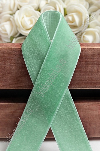 Лента бархатная 2,5 см*20 ярд (SF-2322) мятный №46