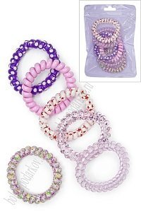 Резинки-пружинки для волос 5 см (6 шт) SF-7815, ассорти №2