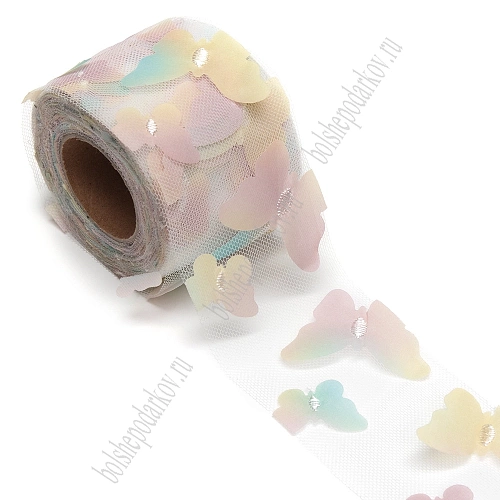 Фатин &amp;quot;Бабочки&amp;quot; 5,5 см*15 ярд (SF-6045) радужный №3