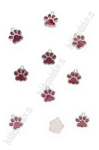 Подвеска металл &amp;quot;Лапка&amp;quot; (10 шт) SF-7343, бордовый