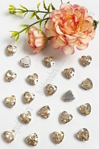 Стразы пришивные 12 мм &quot;Сердечко&quot; (10 шт) SF-3716, бежевый №22