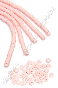 Бусины плоские 6 мм на леске 40 см (5 шт) SF-7285, светло-розовый
